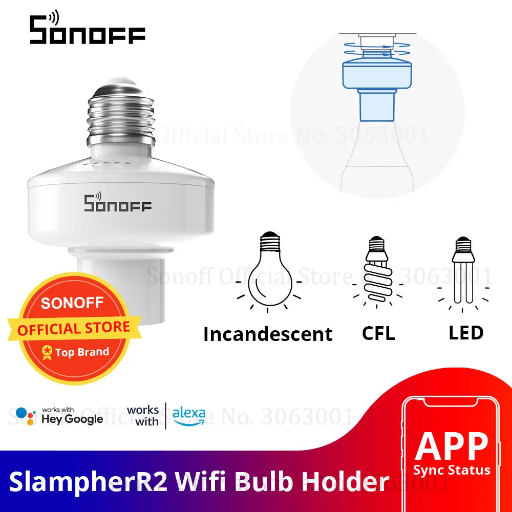 SONOFF SlampherR2 E27 Интеллектуальный Wifi держатель лампы 433 МГц RF/e WeLink APP/голосовое