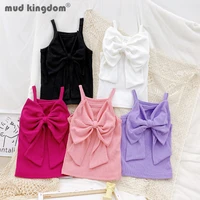 mudkingdom girls vest bow camisoles summer solid cotton cute princess style camisole tops for toddler casual children clothing