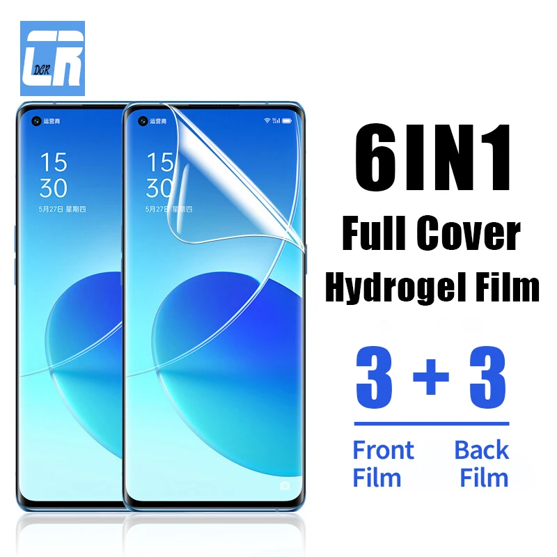 

6-IN-1 Hydrogel Film For OPPO Reno 7 6 5 Pro Find X2 X3 Neo Lite Realme GT Neo 2 2T 8i 8 7 Q3 Pro Front + Back Screen Protector
