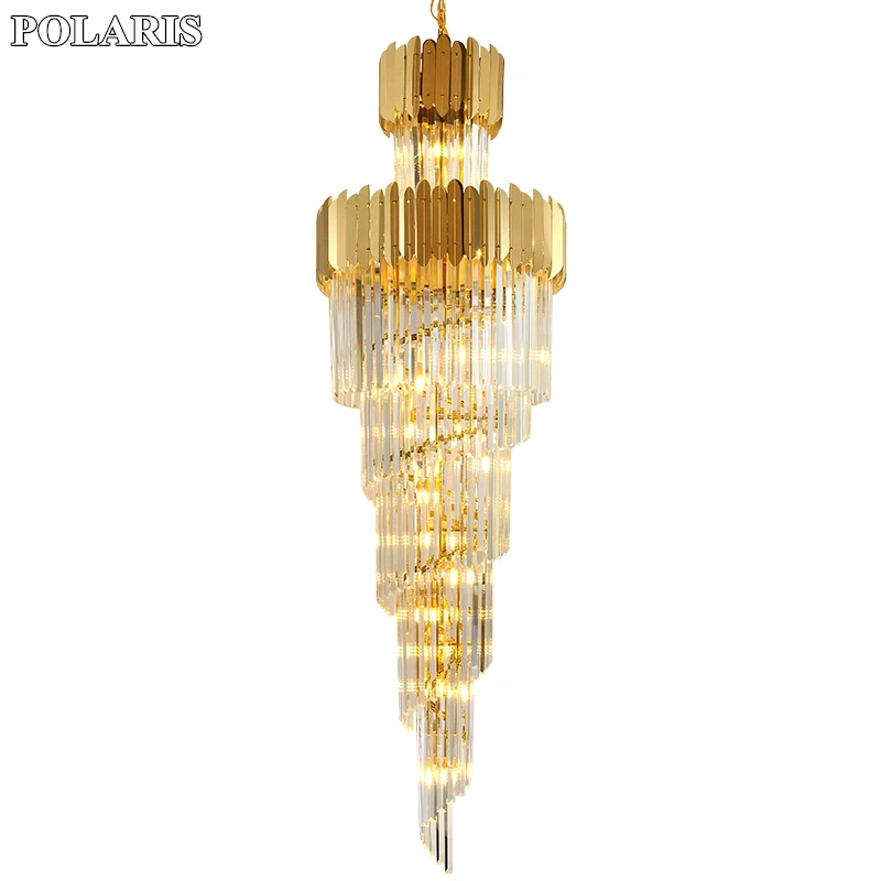

Modern Large Big Hotel Crystal Chandelier Light Luxury Gold Restaurant Wedding Stair Case Cristal Chandeliers Hanging Lighting