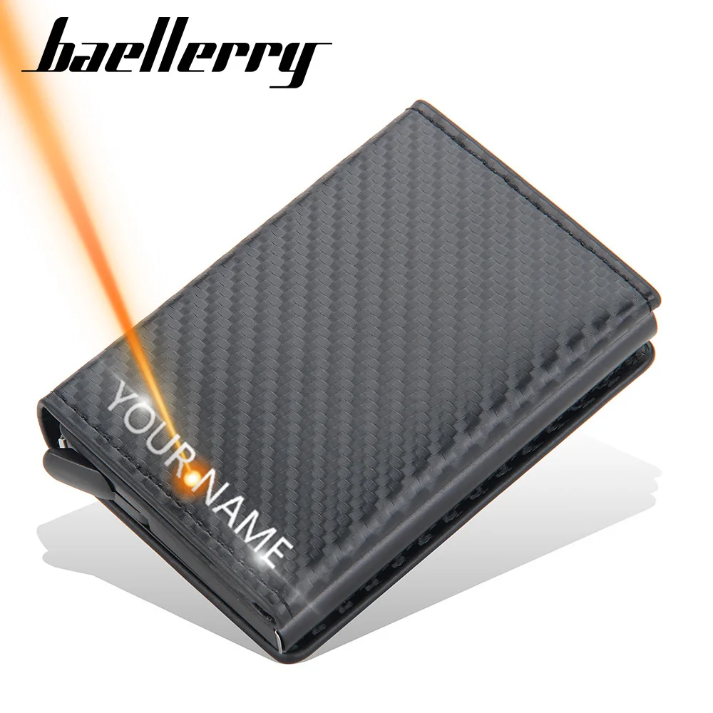 2021 rfid men card wallets magnetic button free name customized small card wallets carbon fiber mini wallet qaulity male purses free global shipping