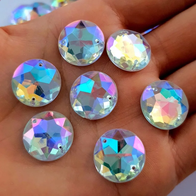 

12MM acrylic 500pcs Crystals Shining AB Color Round Faceted Flatback Rhinestones For Sewing Yyxd-a-12 Accessories Stones Sew on