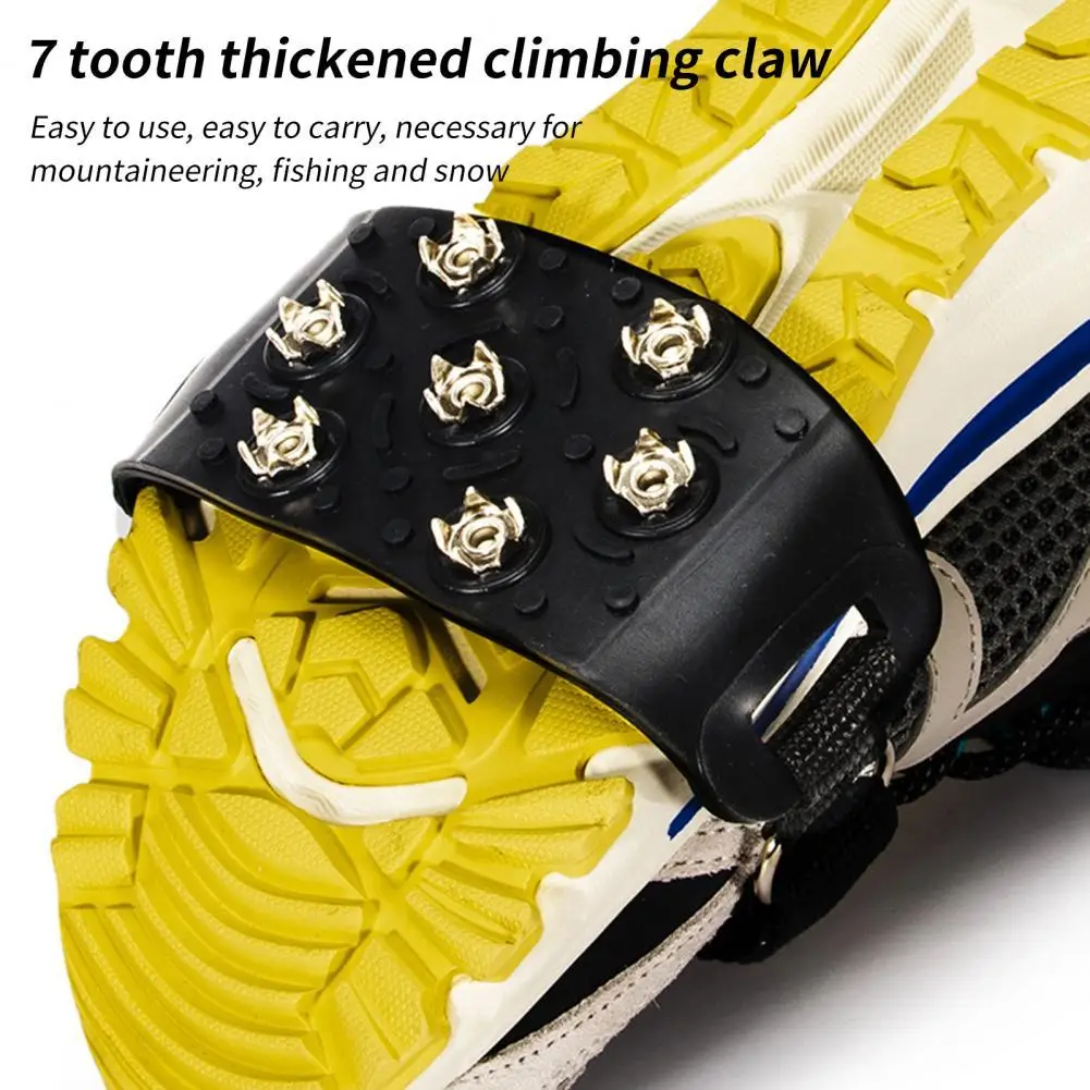 

1 пара утолщенные застежки-крючки, силиконовые шипы для льда, 7 Зубцов, эластичные противоскользящие длинные скобы, захват для льда для пеших прогулок