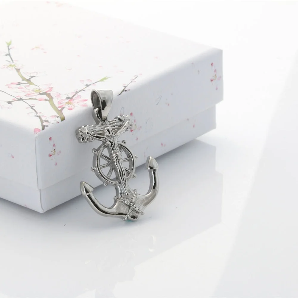 Мужского Креста руль Якорь Подвеска Ожерелье с золотым покрытием ювелирное