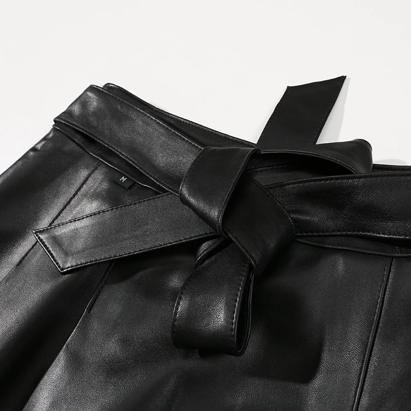 2020 autumn new Haining leather A word skirt female sheepskin is thin half big size skirt. | Женская одежда