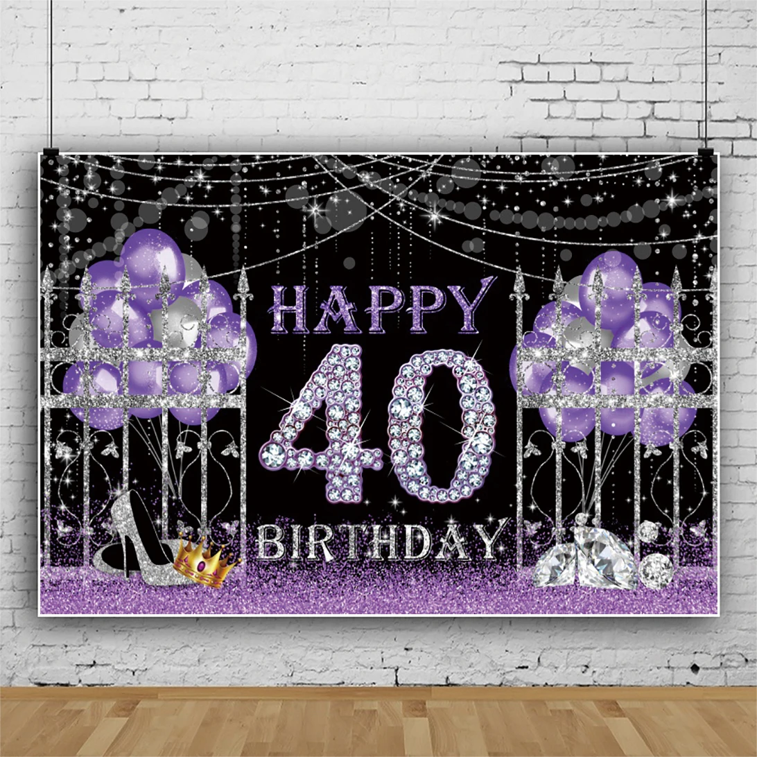 

Laeacco фиолетовые воздушные шары точки фото фон 40 день рождения праздвечерние постер индивидуальный портрет фотографии фоны