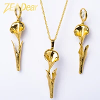 zeadear jewelry fashion copper flower jewelry sets earrings pendant high quality romantic for women girl gifts engagement