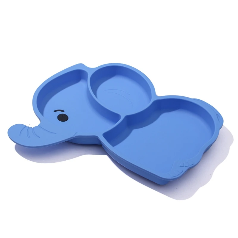 

Cartoon Elephant Silicone Dish Tray Baby Divided Suction Bowl Non-Slip Tableware A2UB