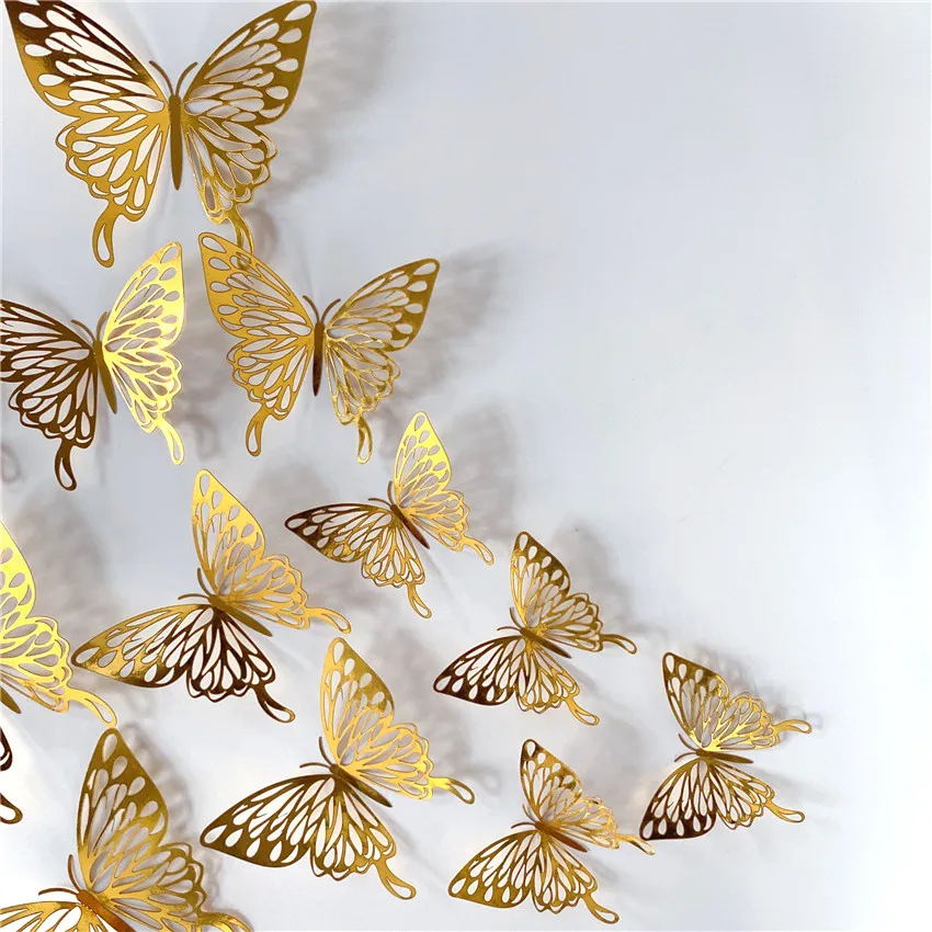 

12Pcs/Set Mirror Wall Stickers 3D Effect Butterflies Wall Decal Art Party Decoration Wedding DIY Home Decors Dropshipping