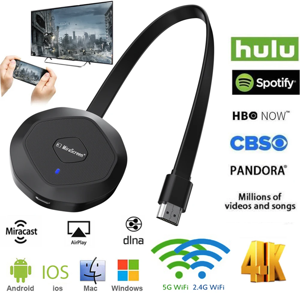 

Беспроводной адаптер для дисплея 4K HD, зеркальный экран, HDMI-совместимый приемник дисплея 2,4G/телефон, адаптер Wi-Fi для телевизора для iOS, Android
