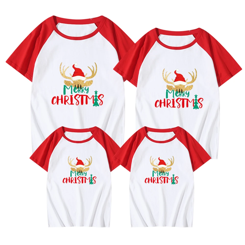 

New Lovely Deer T Shirt Harajuku Women Fashion Christmas Printed Short Sleeve T-shirt Family Matching Outfits Dropship Clothing