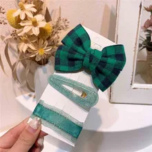 Épingle à cheveux à nœud écossais, ensemble d'accessoires pour cheveux pour enfants, Simple et mignon, nouveau couvre chef coréen  (3)