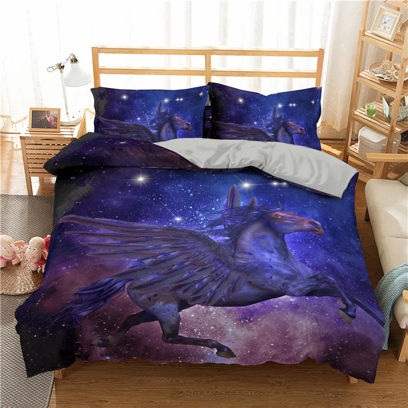 

Bedding Set 3D Printed Unicorn Pattern Duvet cover Pillowcase 2/3 Pcs Single Twin Queen King Size Cartoon Home Textiles