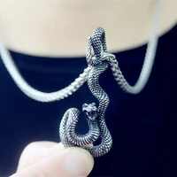 316l stainless steel retro fashion lifelike three dimensional large python pendant men and women pendant necklace gift