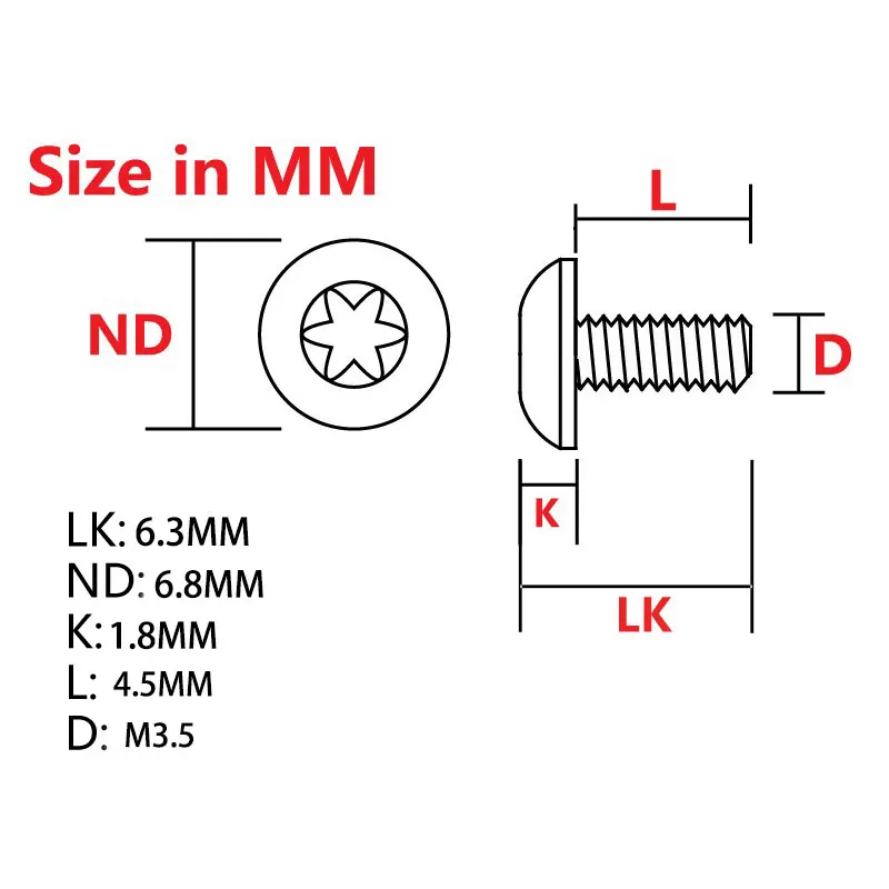 Винт складной из титанового сплава 6 шт. для ручки ножа полукруглая головка винт