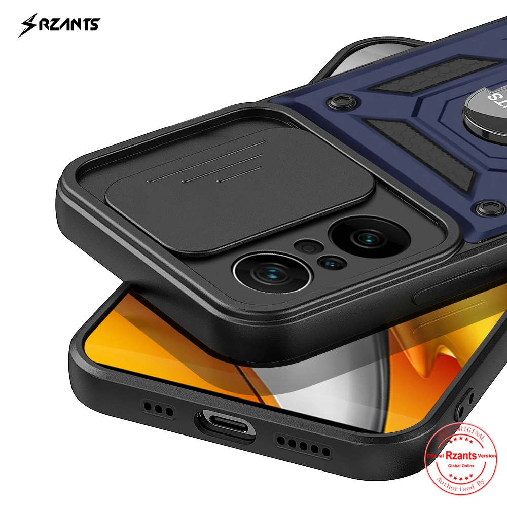 

Rzants For Xiaomi POCO F3 Case Shockproof 360 Rotation Ring Holder Hard Casing Lens Protection Military Cover