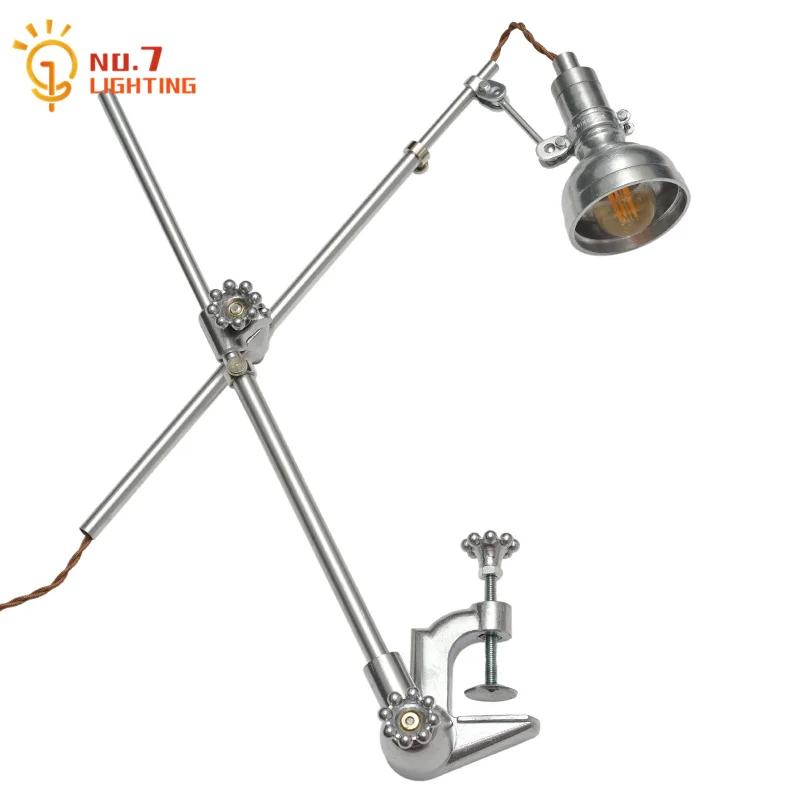 

Classical Vintage Retro Swing Arm Table Lamp Cast Aluminum Flexible Industrial E14 Led Desk Lights Study Studio Bedside Cafe Bar