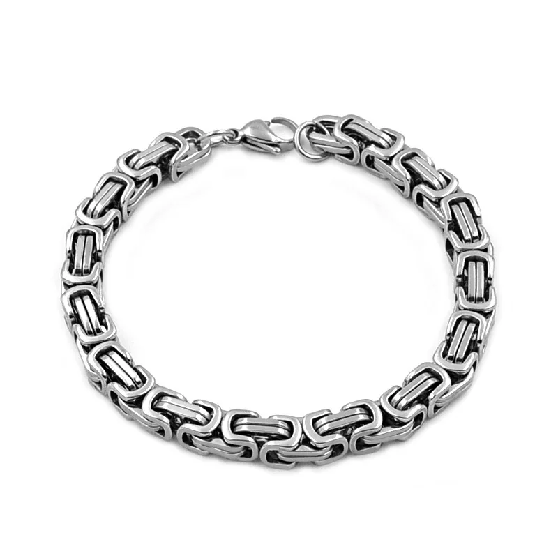 Мужской браслет 6/8 мм 23 см византийские звенья и цепи из нержавеющей стали