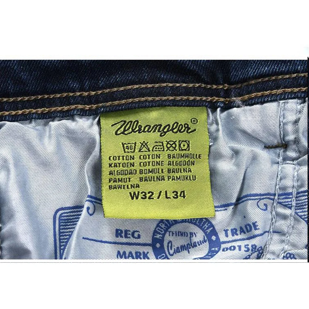 

Stretch Fabrics Wrangler Men's Jeans Solid Color Vintage Pocket Pants High Quality Trousers Autumn Winter