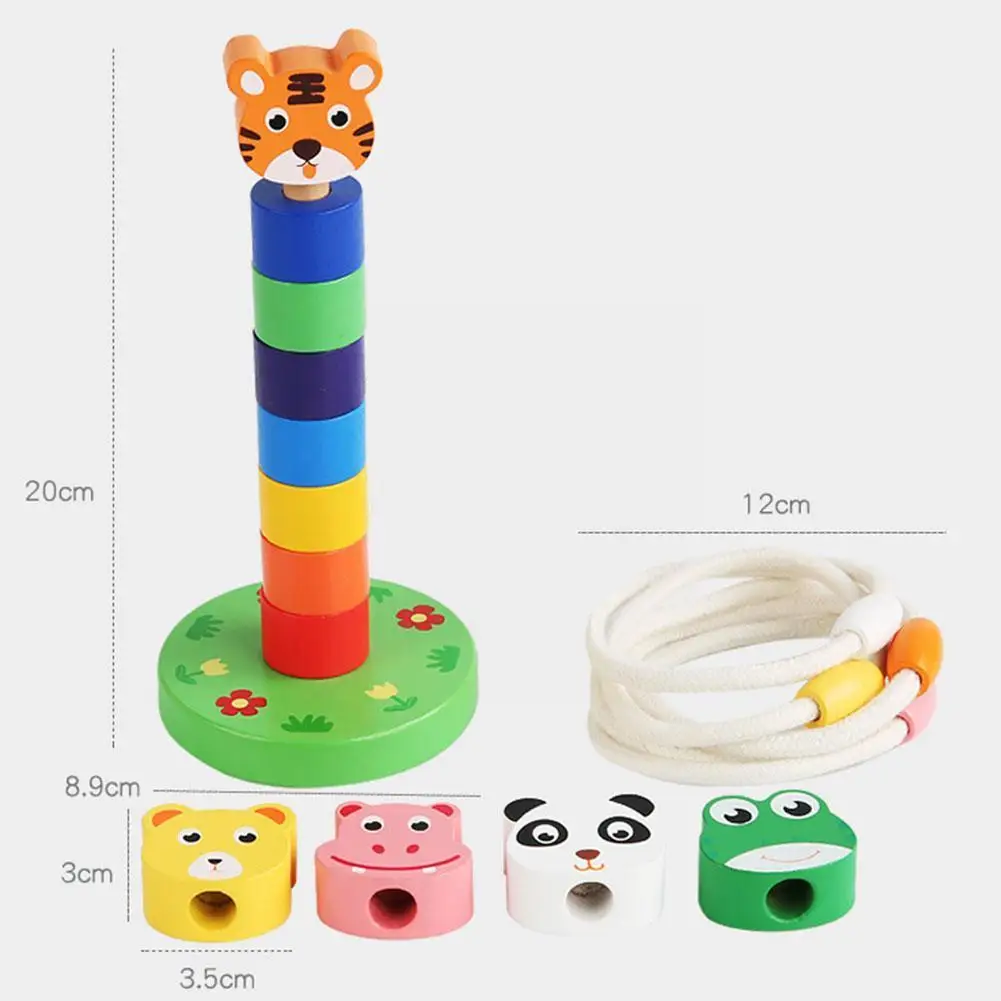 

Wood Animal Ring Toys For Kids Round Throwing Circle Stacking Wooden For Hand-eye Early Game Toy Education Coordination Q9H9