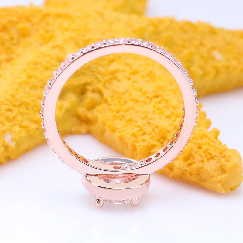 

Original 925 Sterling Silver Pan Ring Classic Rose Gold With Crystal Cz Pan Ring For Women Wedding Party Gift Fashion Jewelry