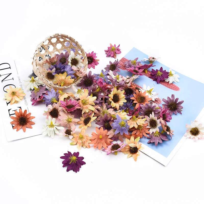 30/50/100 Штук декоративные цветы МИНИ пыльника подсолнуха рождественские украшения для дома подарки своими руками коробка для конфет искусственные