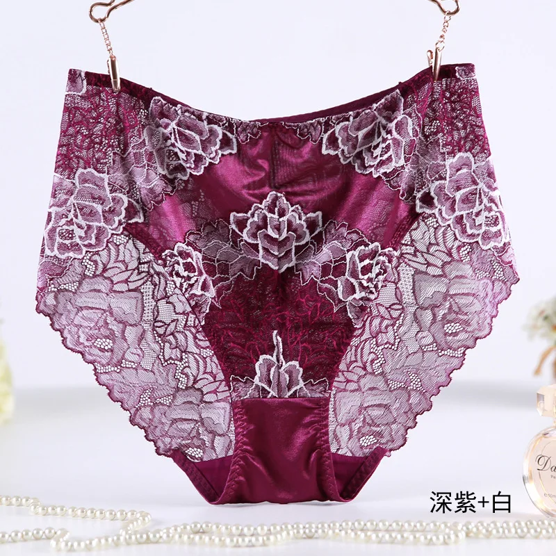 

3pcs/Lot High Waist Large Size Women Lace Sexy Panties Female Lady Plus Size Lace Modal Underwear Women Underpant 65-100kg