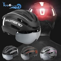 mountain bike safety riding helmet outdoor motorcycle bicycle eps integrally molded breathable taillight helmet removable lens