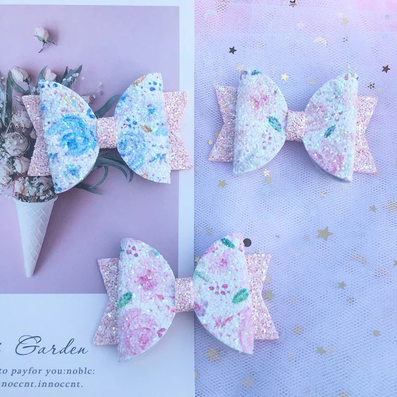 1 шт. Цветочная блестящая персиковая заколка для волос с бантом весенний цвет