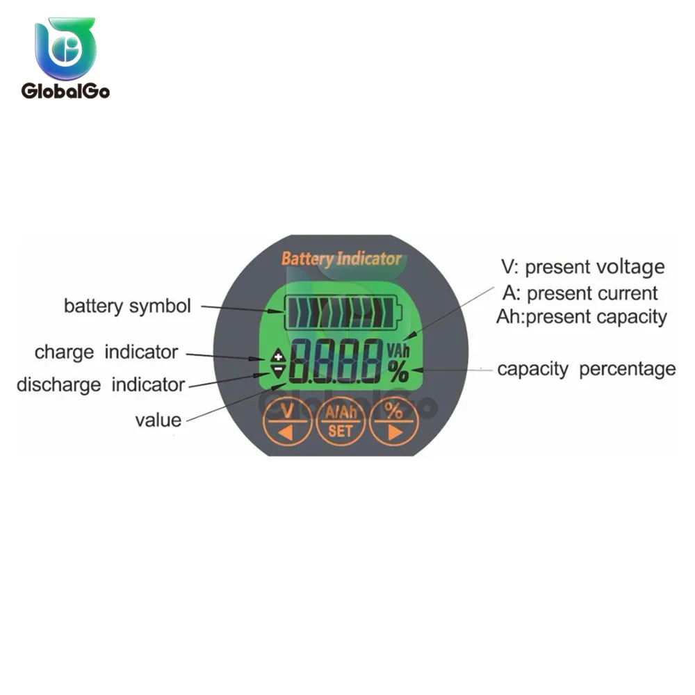 Вольтметр амперметр цифровой индикатор емкости и уровня заряда батареи 8 80 в 50 А