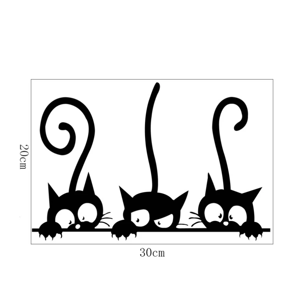 Наклейки на стену три черных кота 30 х20 см 2 шт.