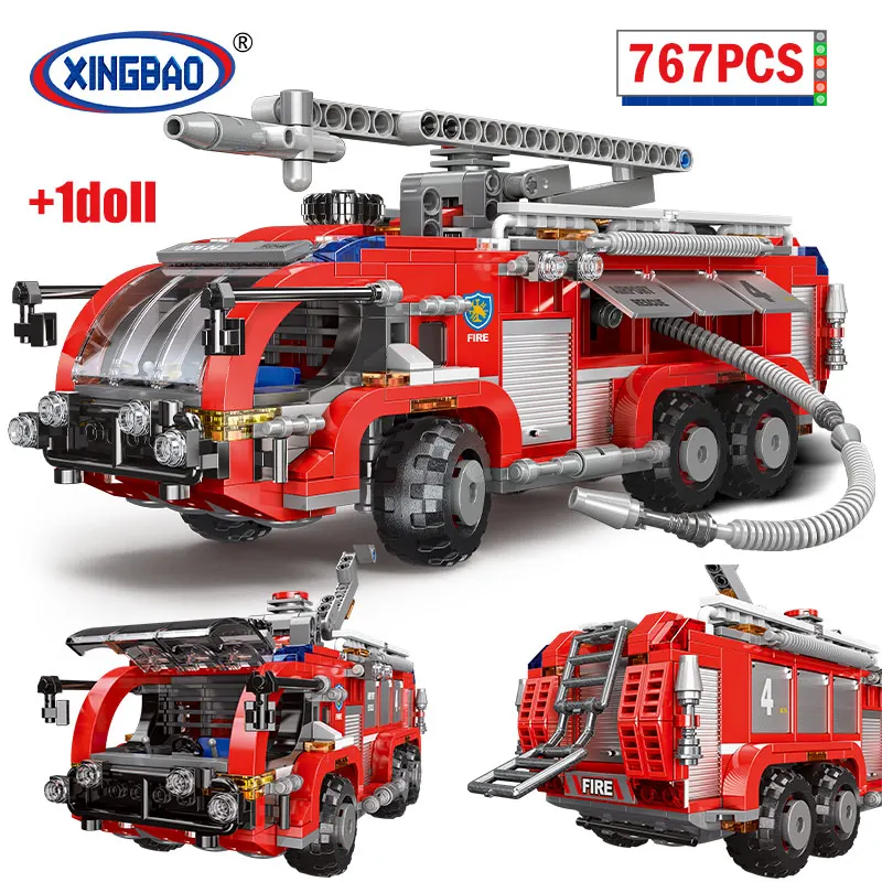 XINGBAO городской пожарный грузовик модель строительные блоки Спасательная
