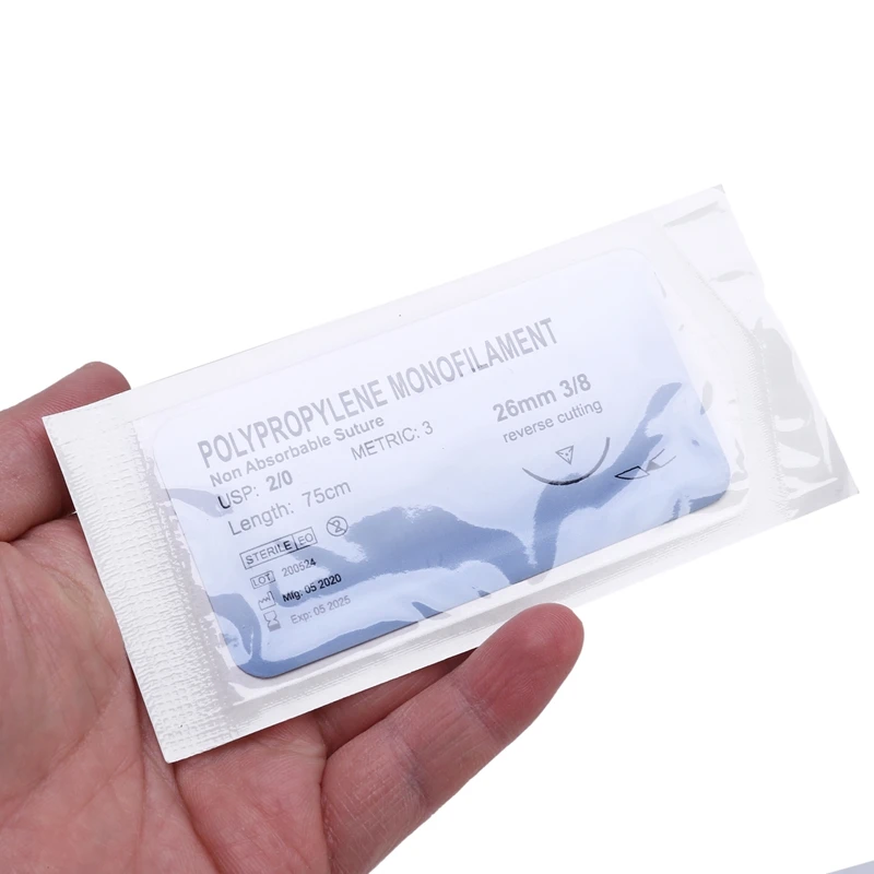 

12Pc Polypropylene Needle Suture Monofilament Thread Suture Practice Kit,