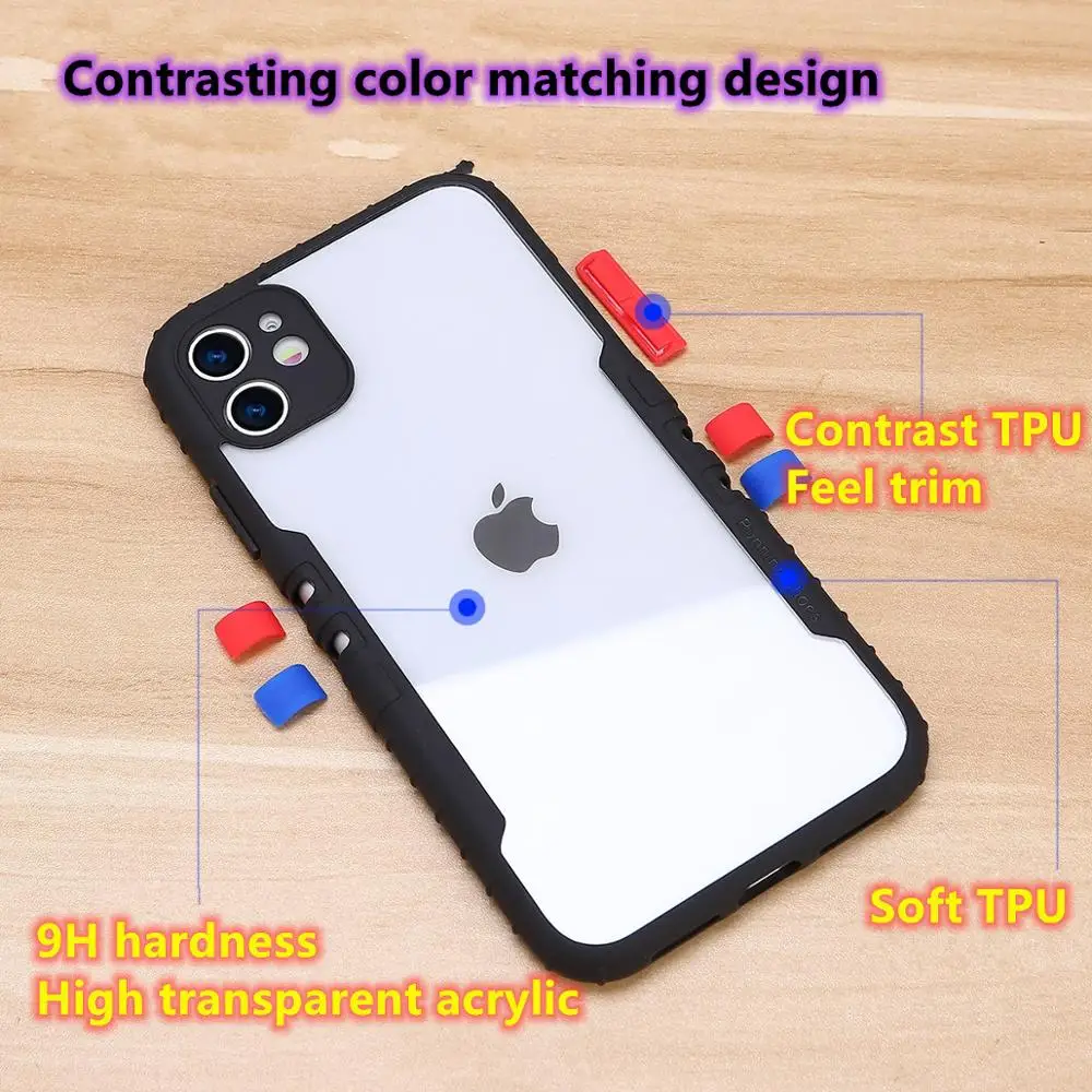 

Push pull Protection Transparent Phone Case For iPhone 11 12 mini Pro Max 7 8 Plus XR X XS MAX SE 2020 Shockproof Case Cover
