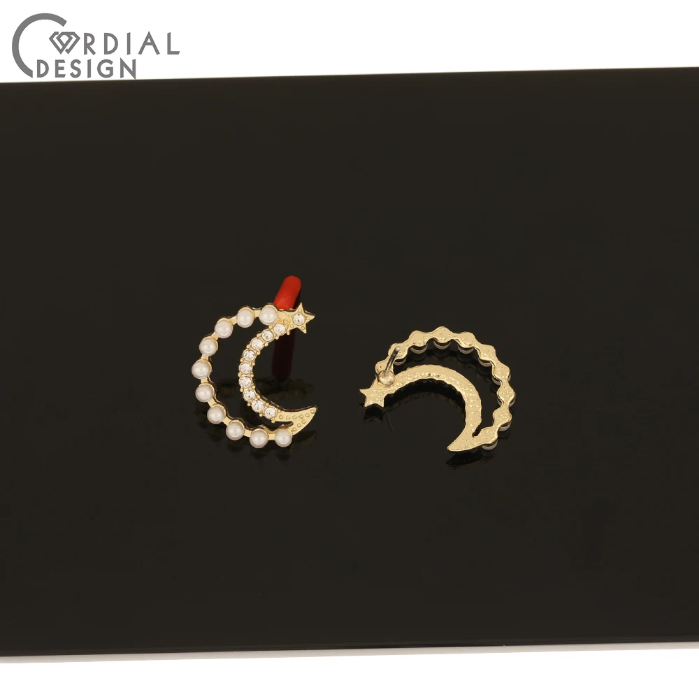 

Cordial Design 50Pcs 16*20MM Jewelry Accessories/Earring Findings/Imitation Pearl/Moon Shape/Hand Made/DIY Making/Earrings Stud