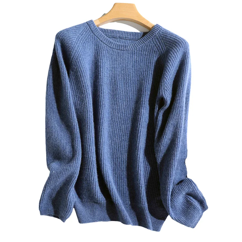 

2021 Sweater O-Neck Lady Sweater 5 Colors thicker Merino Wool Cashmere Sweater For Women Soft Pure Colors Pullovers Long-Sleeved