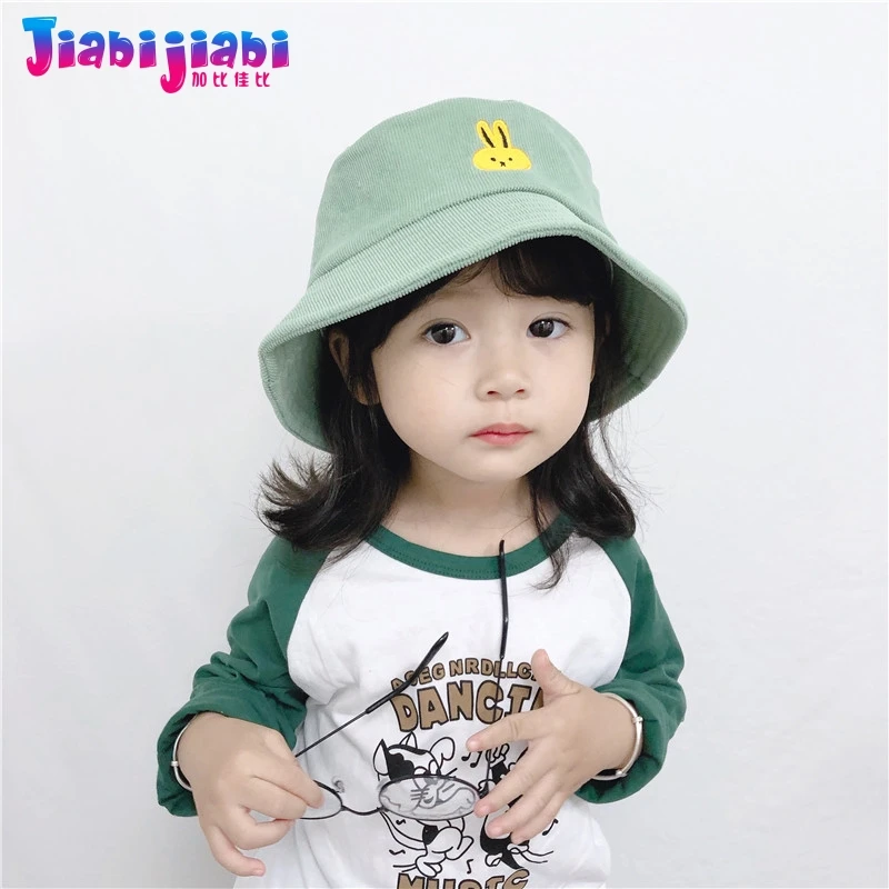 Детская Панама сезон весна-осень Вельветовая шляпа с рисунком кролика для