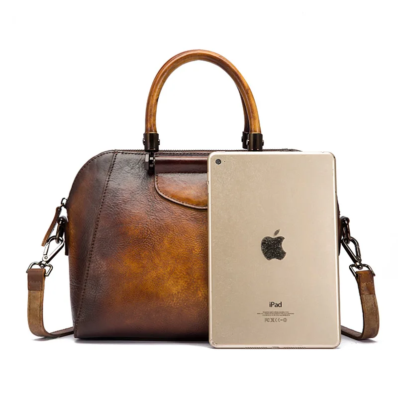 Женская сумка через плечо из натуральной кожи мессенджер с верхними ручками