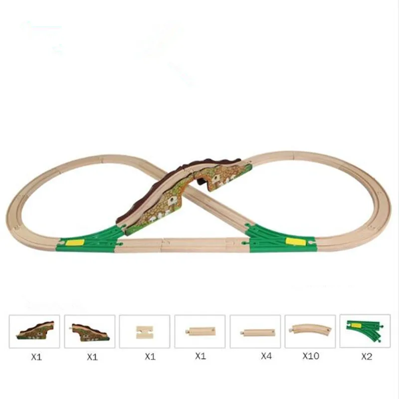 

Wooden Railway Straight and Curved Expansion Track Take-n-Play Motorized Electric Train Track Toys Fit T-homas the Wooden Train