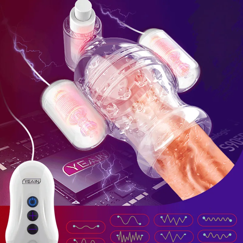 Мощный Мужской мастурбатор с 3 моторами и 11 скоростями Вибраторы-пули для головки