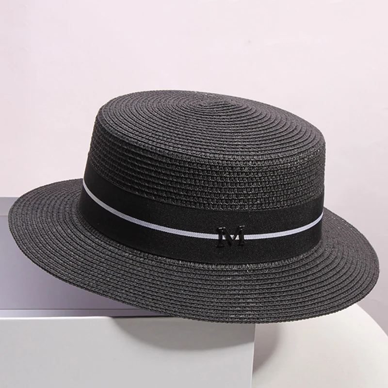 

Женская Соломенная шляпка от солнца, элегантная пляжная свободная солнцезащитная Кепка в европейском и американском стиле, кепки с козырьк...