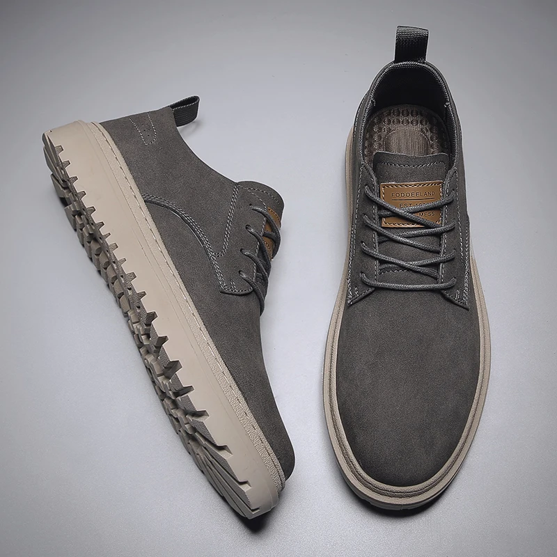 Beli Sneakers Kulit Pria Musim Gugur Sepatu Kasual Khaki Hitam Untuk Pria Sepatu Jalan Pria Nyaman Sepatu Kerja Pria Awet