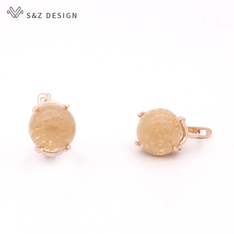 S&ampZ дизайн моды 585 розового золота цвет винтажные вокруг природного камня висят