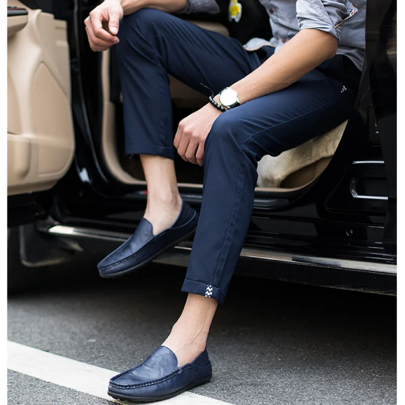 

2021 Early Autumn New Fashion Leather Casual Shoes for Man Breathable Slip-on Shallow Shoes Wear-resisting Suitable for Daily