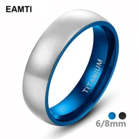 eamti 68mm pure titanium ring for man woman brushed silver color blue inside matte classic simple vintage engagement band
