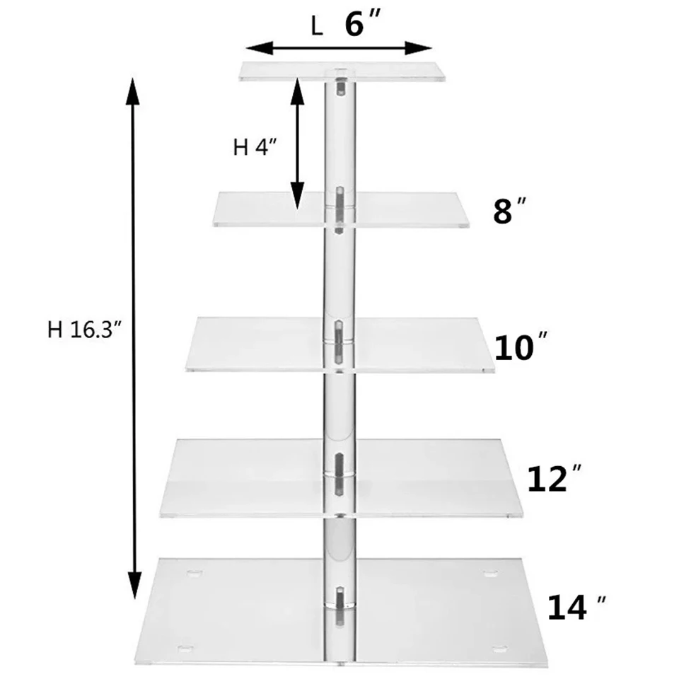Transhome подставка для макарона 5 слойная прямоугольная прозрачная акриловая