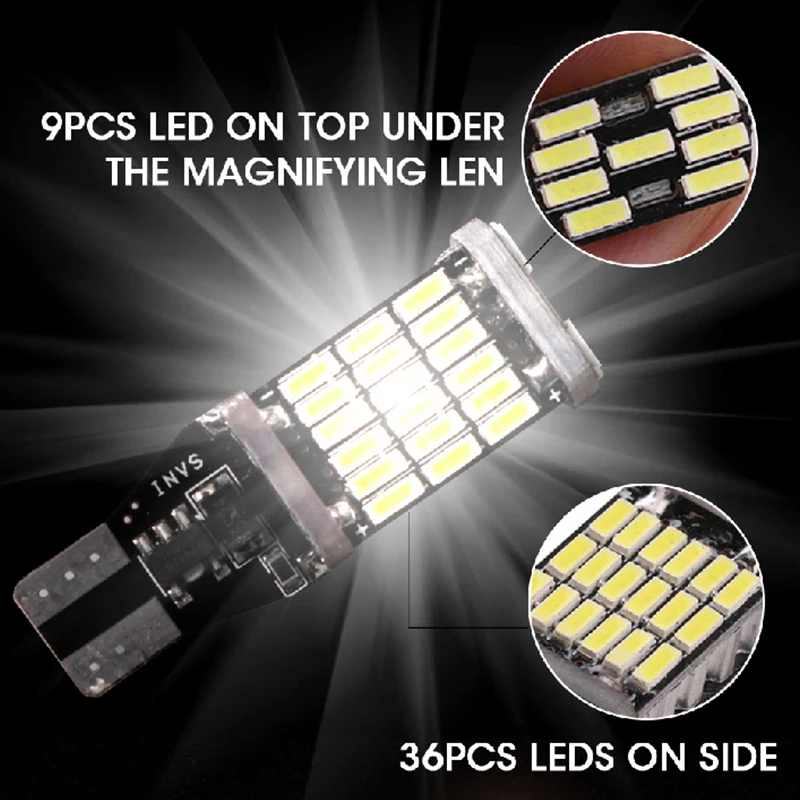 High Power Auto Bulbs DC 12V Car Stop Reverse Back Light T15 T16 LED W16W 45 SMD 4014 Motorcycles Turn Signals Lamp 1Pair | Автомобили и
