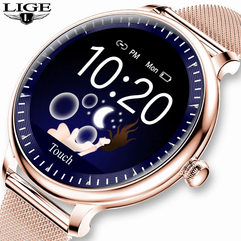 Смарт часы LIGE женские водонепроницаемые с пульсометром и тонометром|Женские