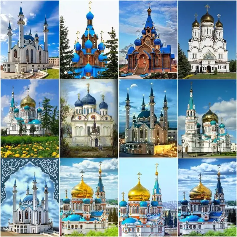 

CHENISTORY Paint By Number DIY Castle Landscape Kits Handpainted Painting Art Drawing 40x50cm Color Canvas Gift Home Decor