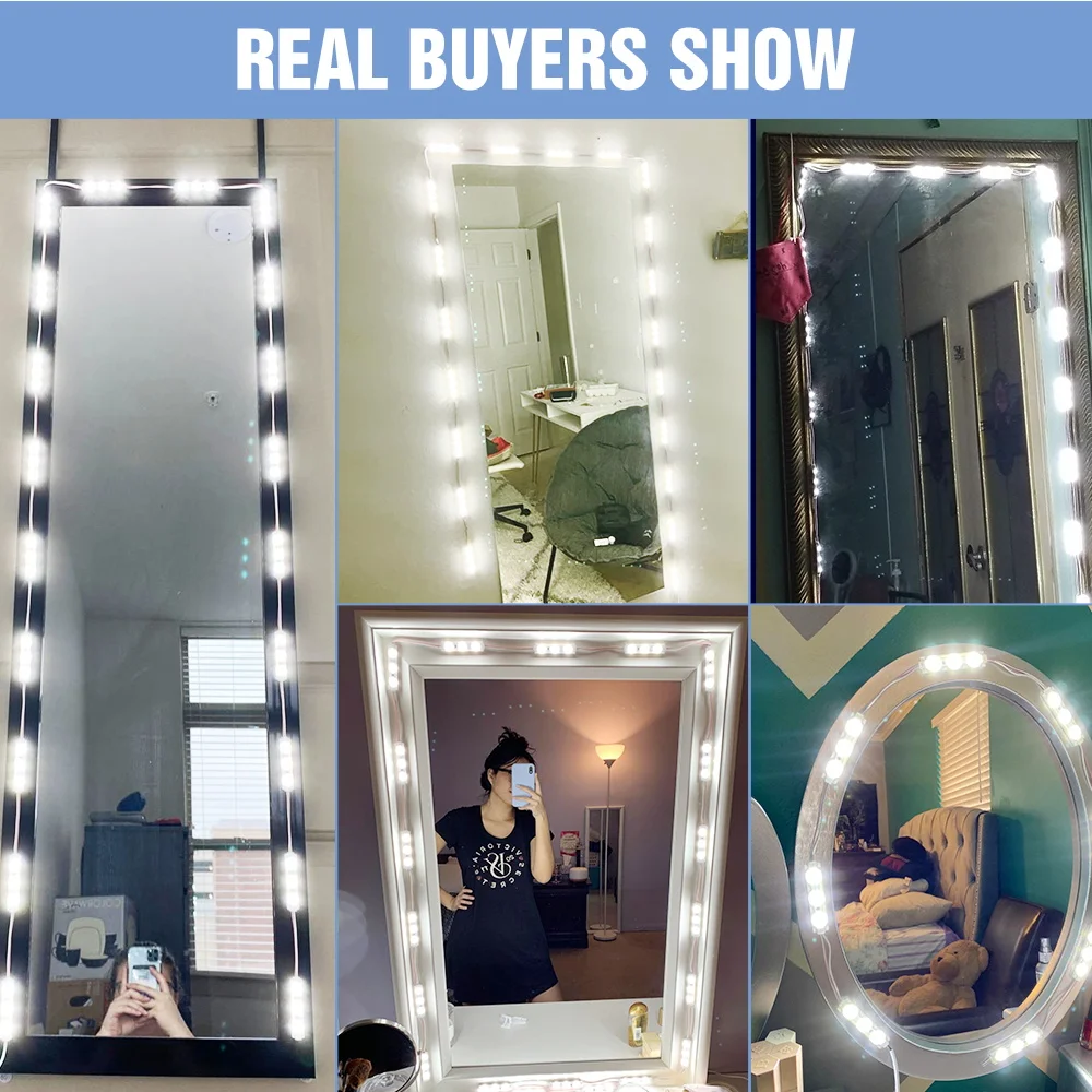 

Led Vanity Mirror Lights 12V Hollywood Cosmetic Lights USB Bedroom Dimmable Makeup Lamp 2 6 10 14 Bulbs Led Dressing Table Kit